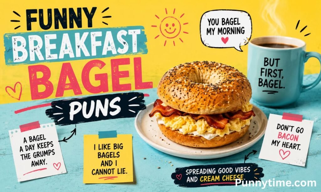 Funny Breakfast Bagel Puns