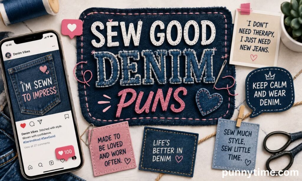 Sew Good Denim Puns for Social Media