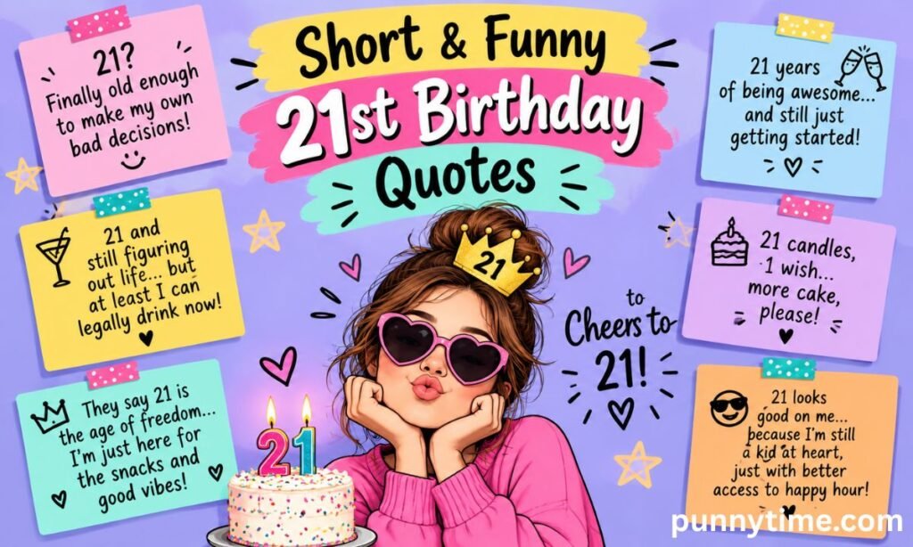 Short Funny 21st Birthday Quotes